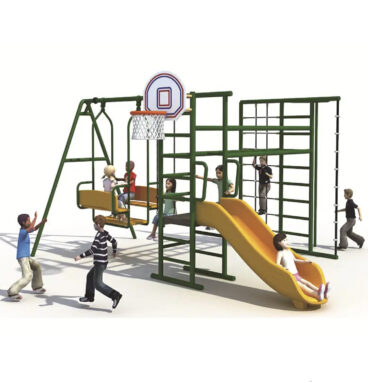 Columpio multifuncional con tobogán y trepador